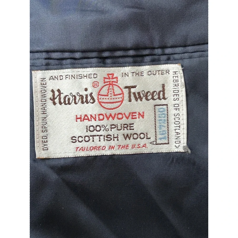 Vintage Orvis Harris Tweed Blazer Coat Mens 46 Wool Herringbone‎ 2 Button USA